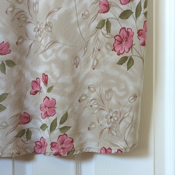 Jodi Michaels Y2K Vintage Floral Sleeveless V-neck Midi Shift Dress Beige 14 - Picture 8 of 11